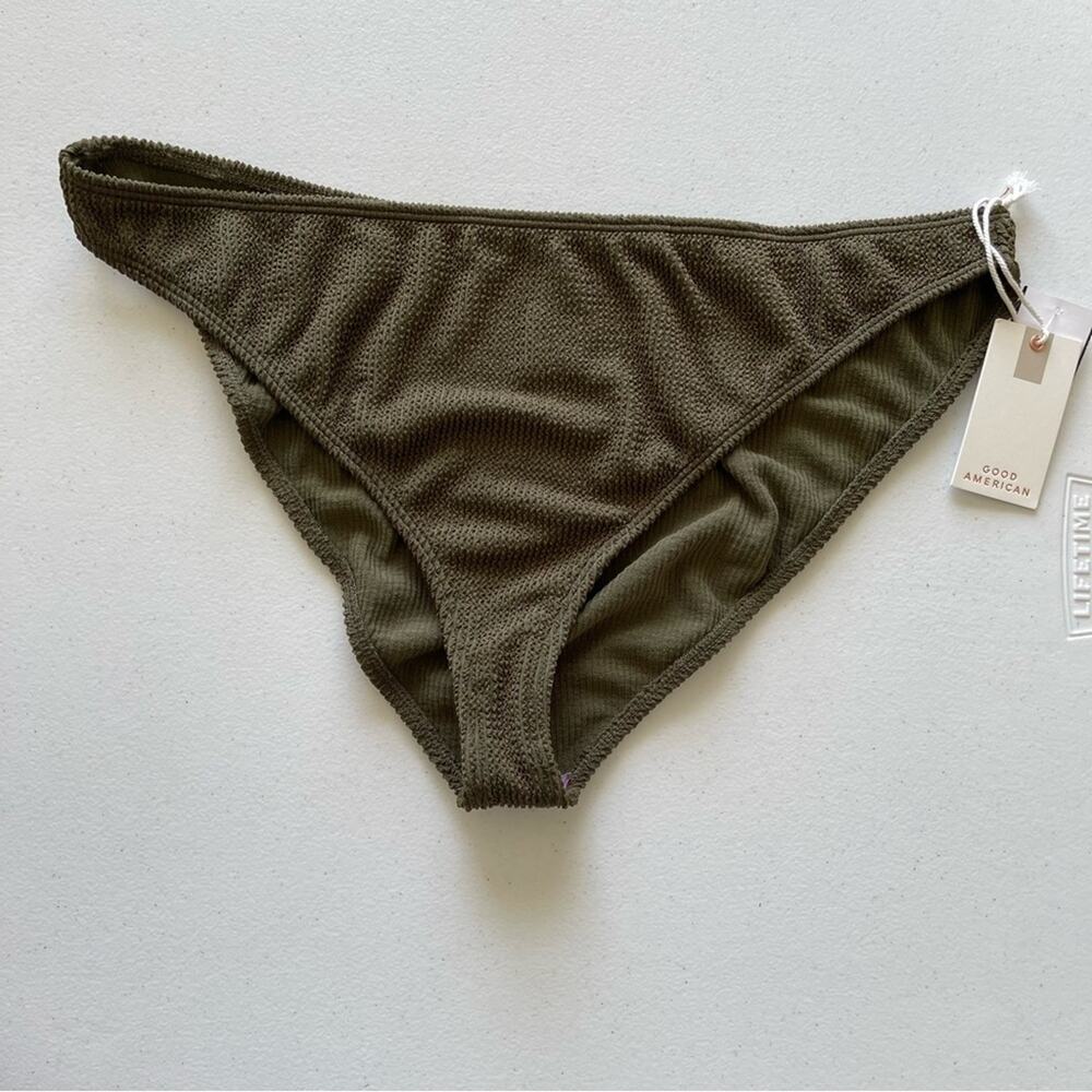 NWT Plus Size Good American Green Crinkle Swim Bikini Bottoms BBW Curvy